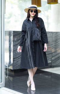 Monochrome Abstract Midi Dress