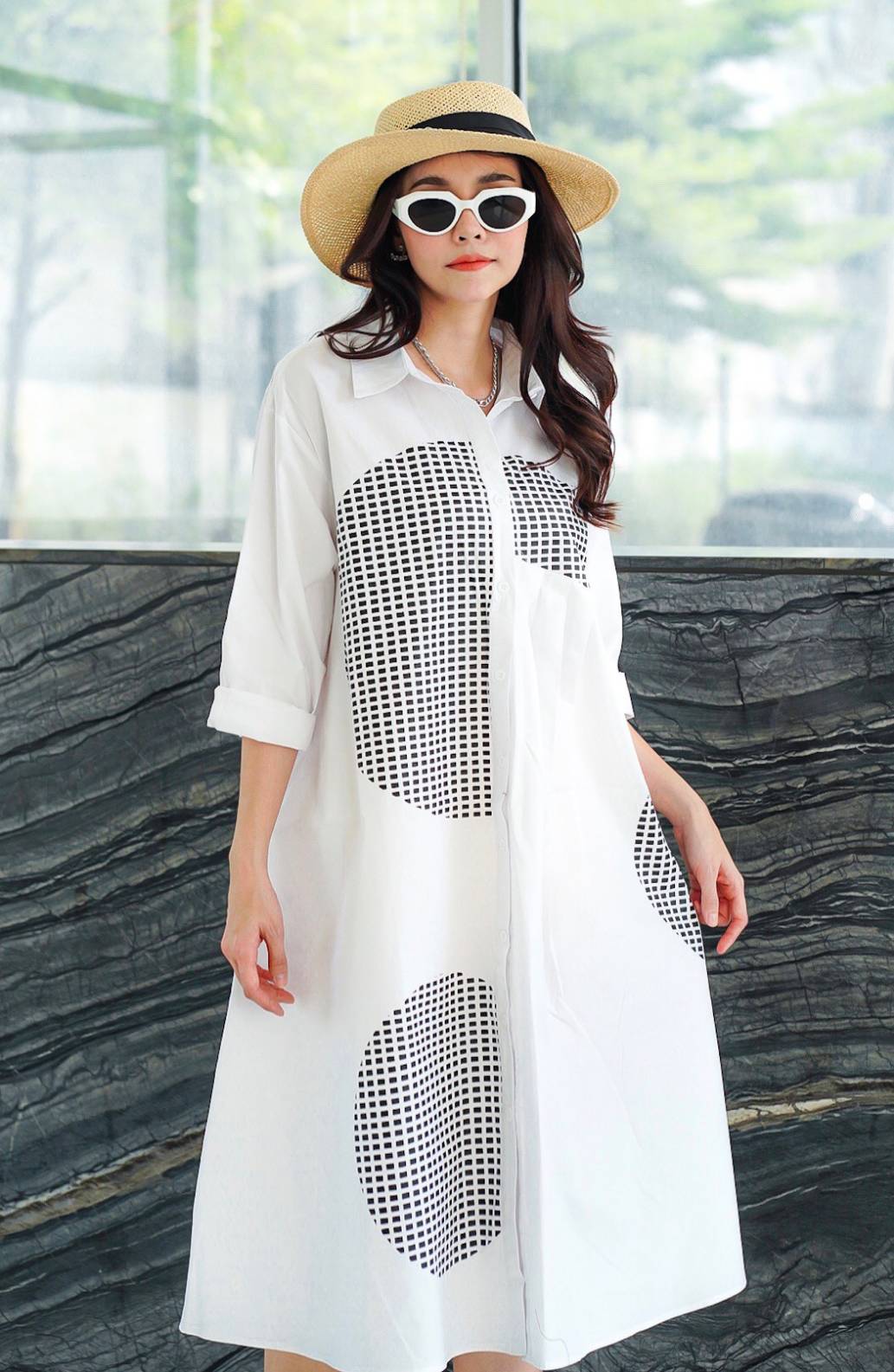 Modern Geometry Shirt Dress