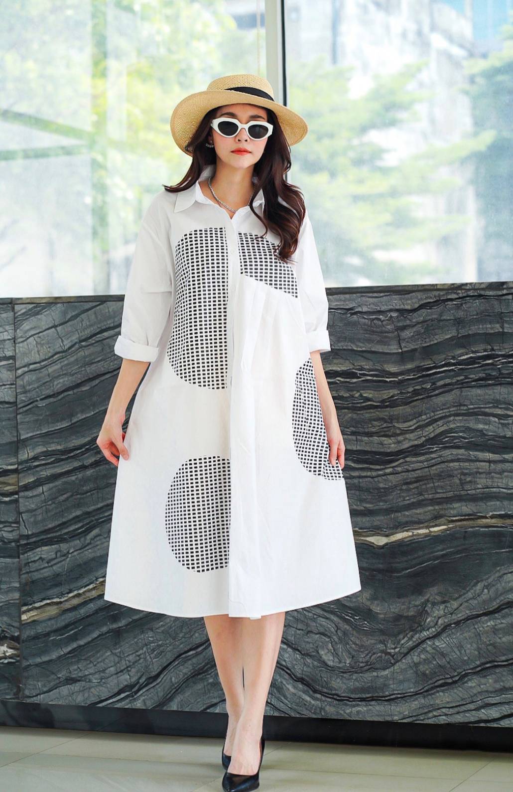 Modern Geometry Shirt Dress