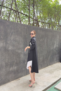 Modern Contrast Hem Button-Down Shirt Dress - Navvi.in
