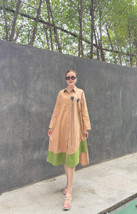 Modern Contrast Hem Button-Down Shirt Dress - Navvi.in