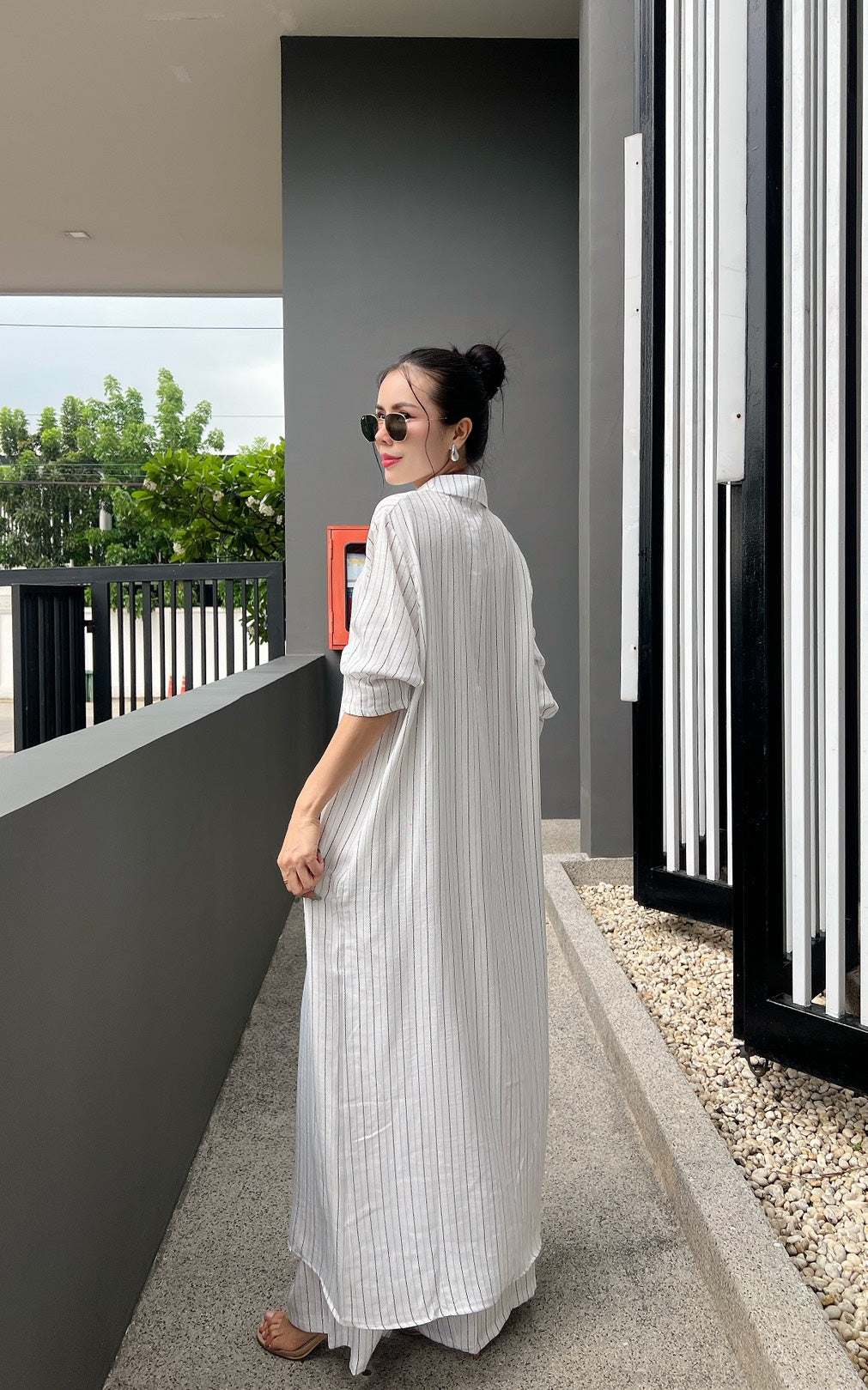 Korean Pinstripe Co-ord Dress Set