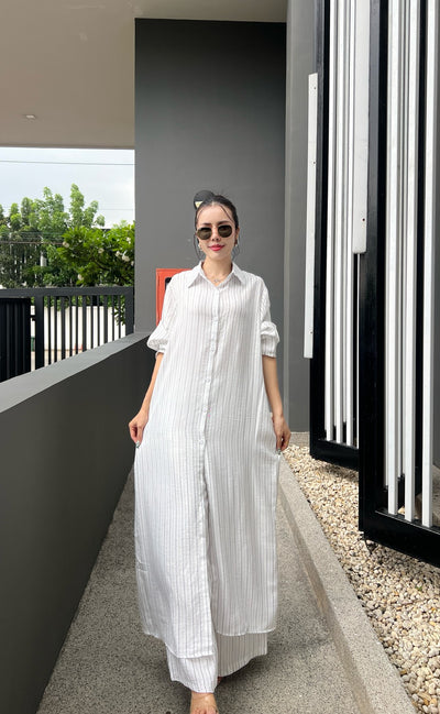 Korean Pinstripe Co-ord Dress Set