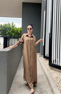 Korean Pinstripe Co-ord Dress Set