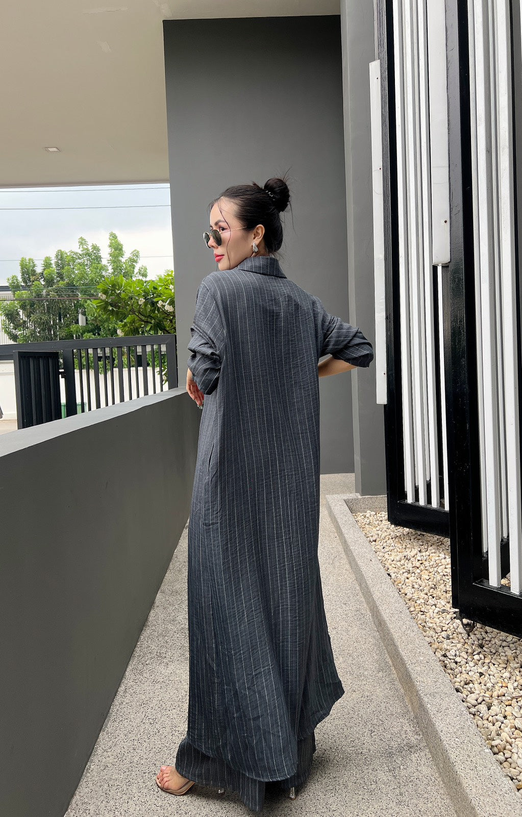 Korean Pinstripe Co-ord Dress Set
