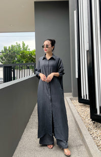 Korean Pinstripe Co-ord Dress Set