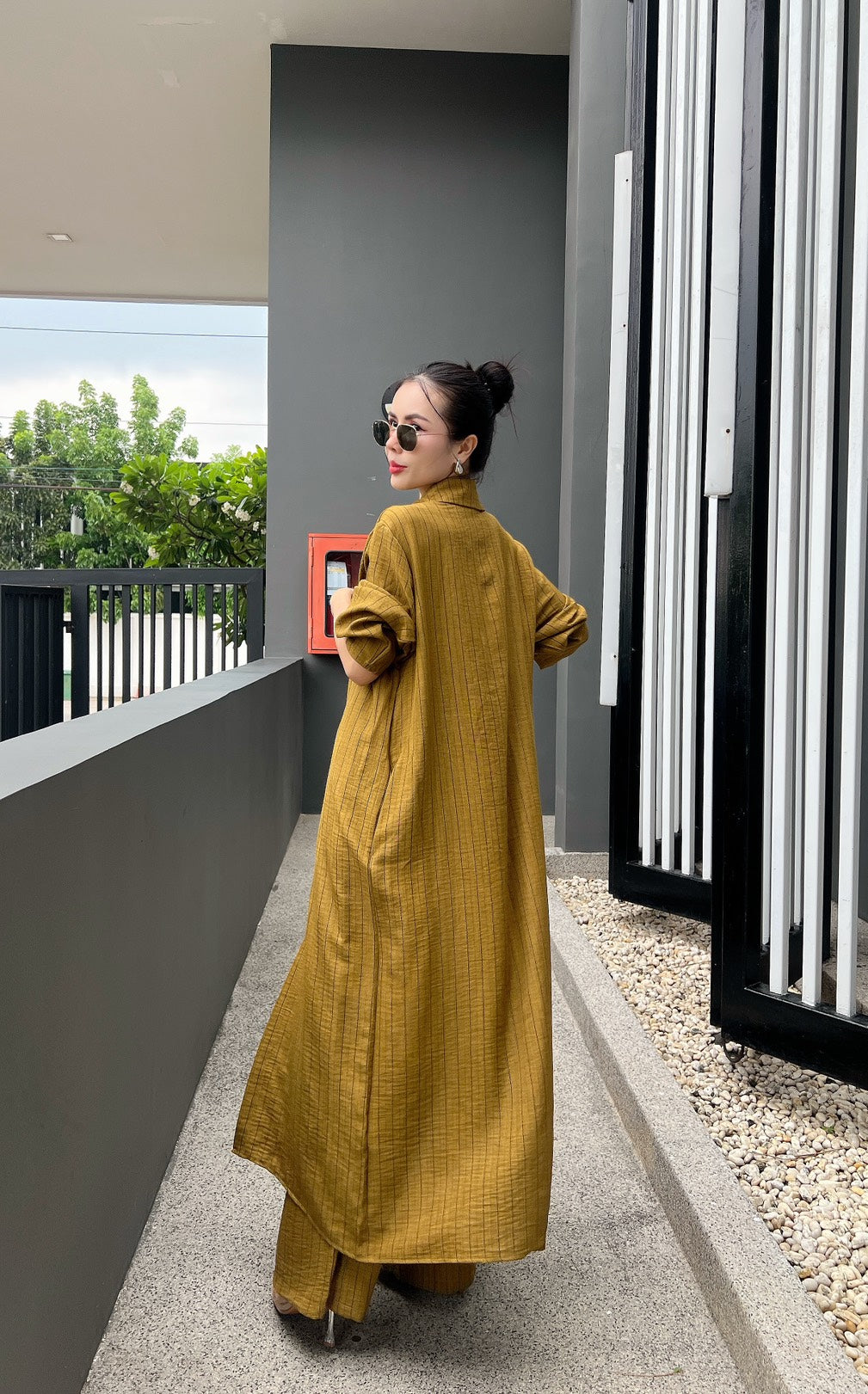 Korean Pinstripe Co-ord Dress Set