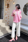 Pink Aura – Chic Embroidered Shirt