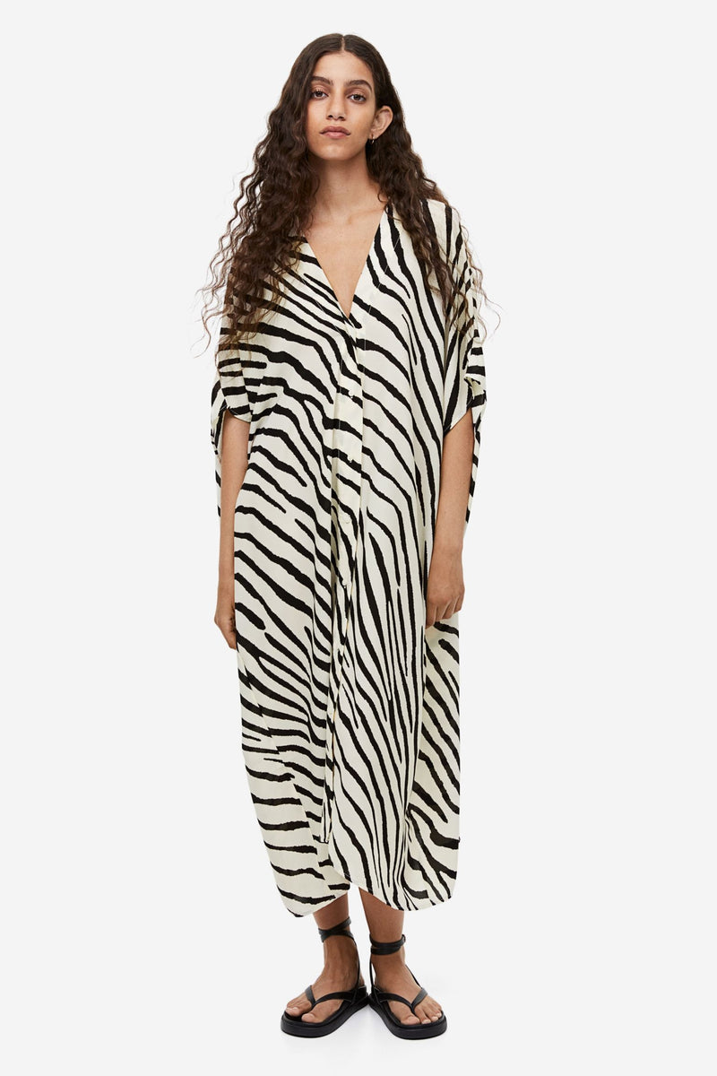 Black & White Cross Line Kaftan