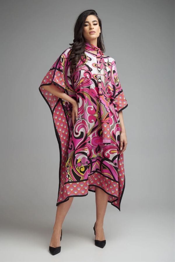 Pink Printed Kaftan Dress