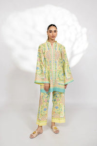 Yellow and Turquoise Floral Printed Loungewear Co-Ord Set