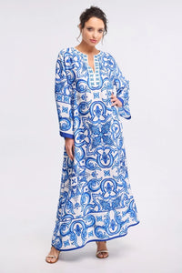 Blue and White Floral Print Maxi Dress (2 Colours)