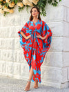 Ring Style Kaftan Dress-Red