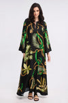 Black Tropical Print Maxi Dress