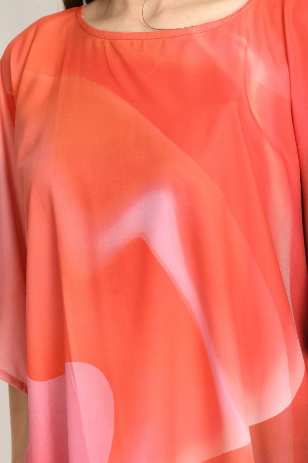 Orange Printed Kaftan Dress