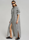 Vertical Stripes Shirt Dress- Oversize