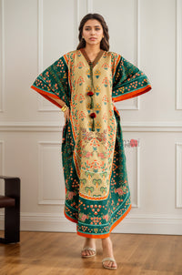 Emerald Beige Kaftan with Tassel