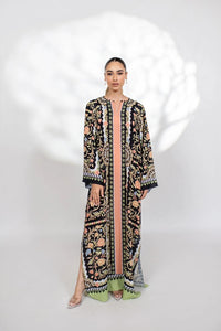 V-Neck Floral Print Long Kaftan Dress