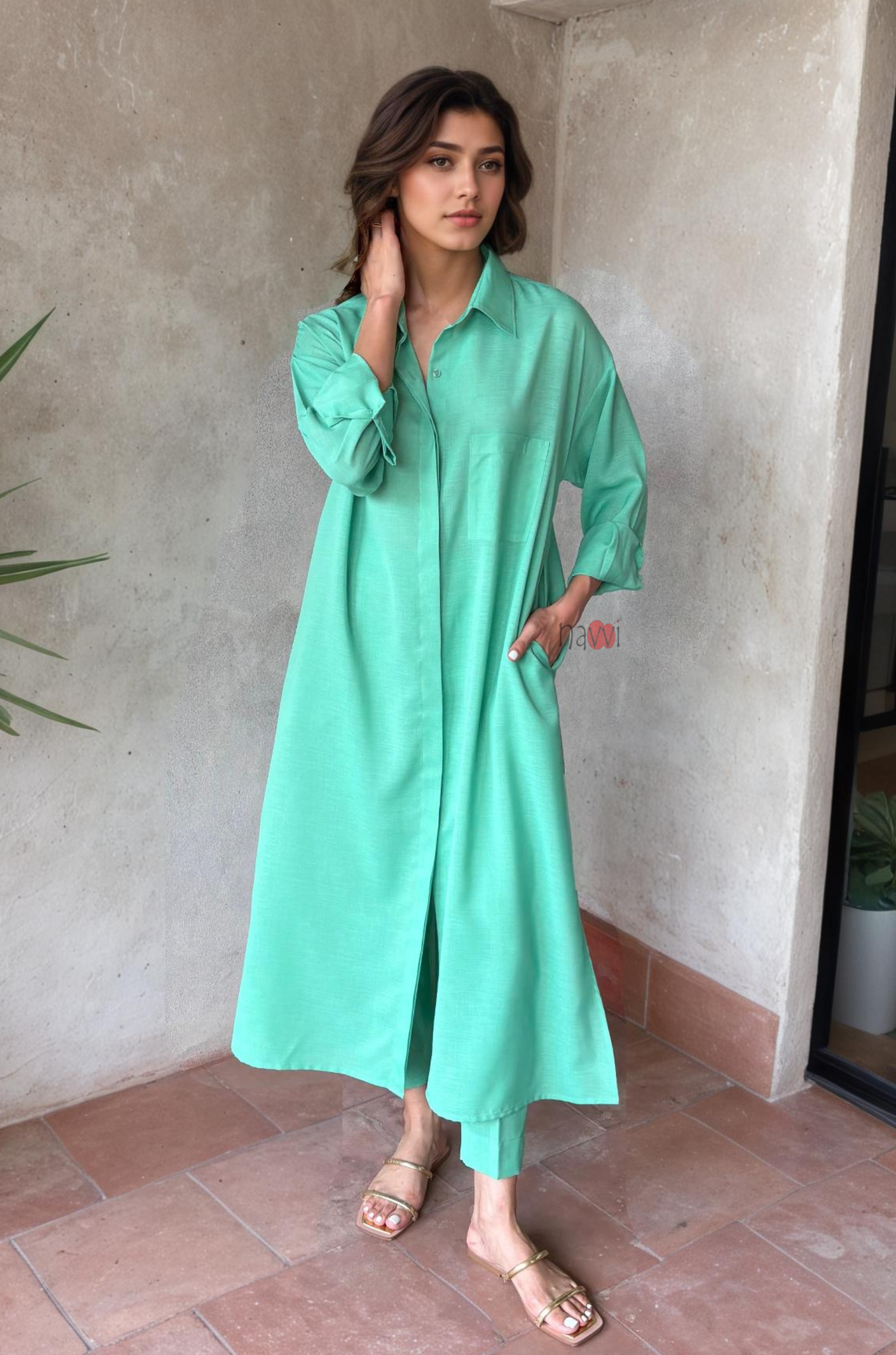 Minimal Chic Shirt Dress with Pants