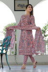 Rose Pink Hand Block Printed Kurta Set