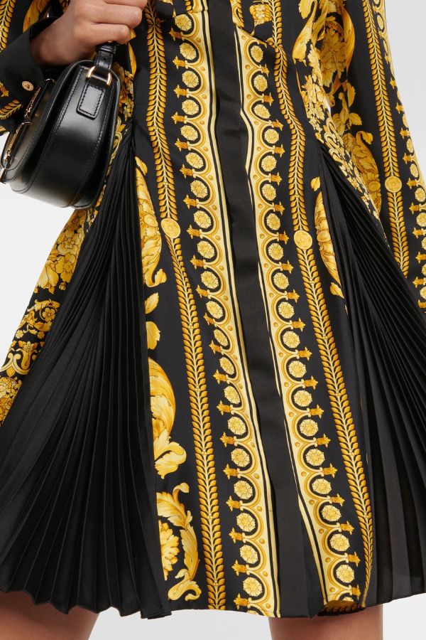 Versace Print Pleated Short Dress