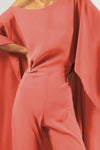 One-Shoulder Jumpsuit with Cape Sleeves