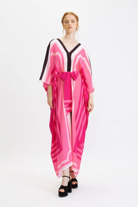 Pink Soft Crepe Kaftan with Belt