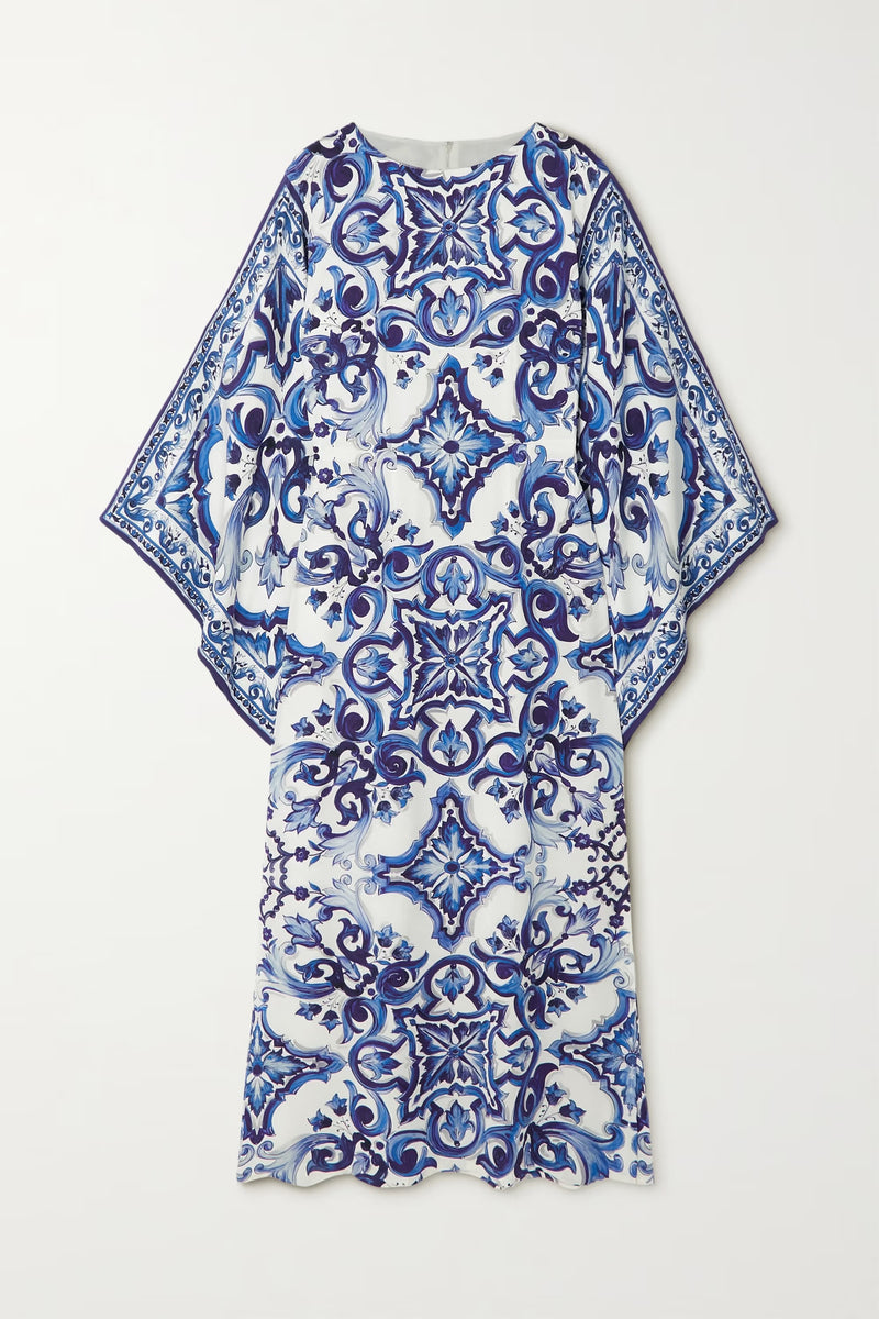 Blue Lagoon Organza Silk Kaftan Dress