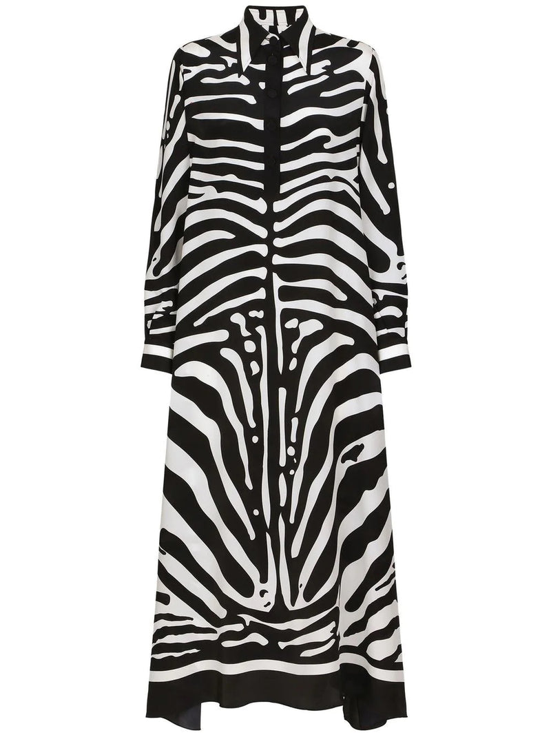 Zebra Print Full-Sleeves Dress