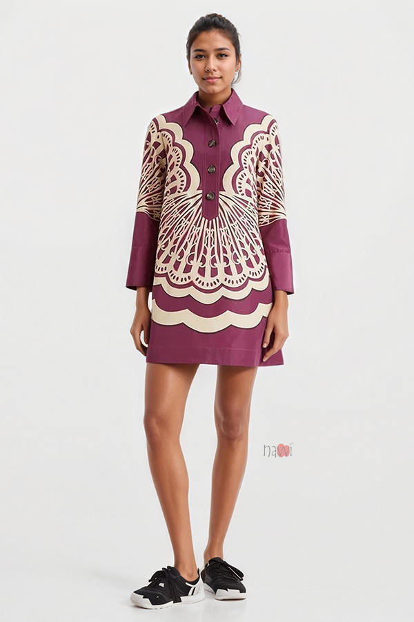 Scallop Bloom Shirt Dress