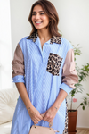 Wild Contrast Maxi Shirt Dress