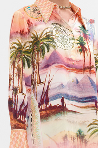 Scenic Landscape Print Casual Dress