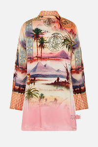 Scenic Landscape Print Casual Dress