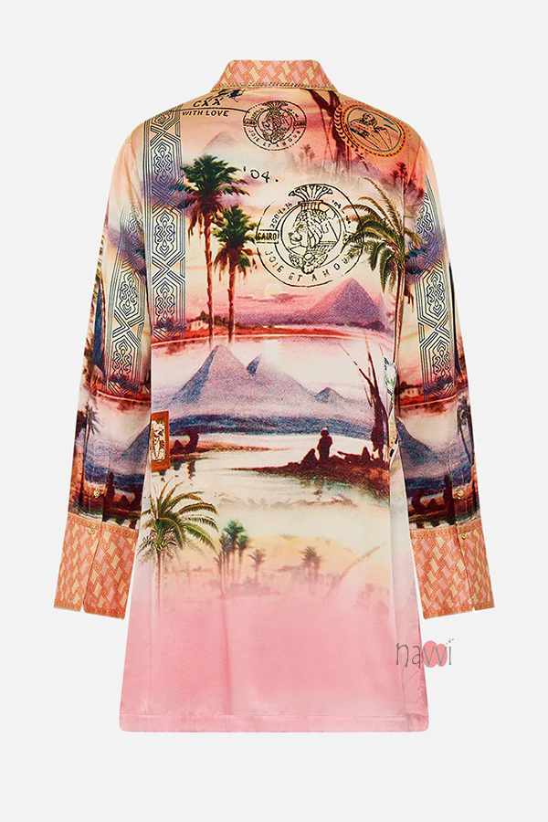 Scenic Landscape Print Casual Dress