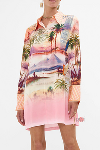Scenic Landscape Print Casual Dress