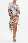 Resort Wear Palm Print Shirt Dress