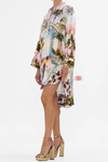Resort Wear Palm Print Shirt Dress