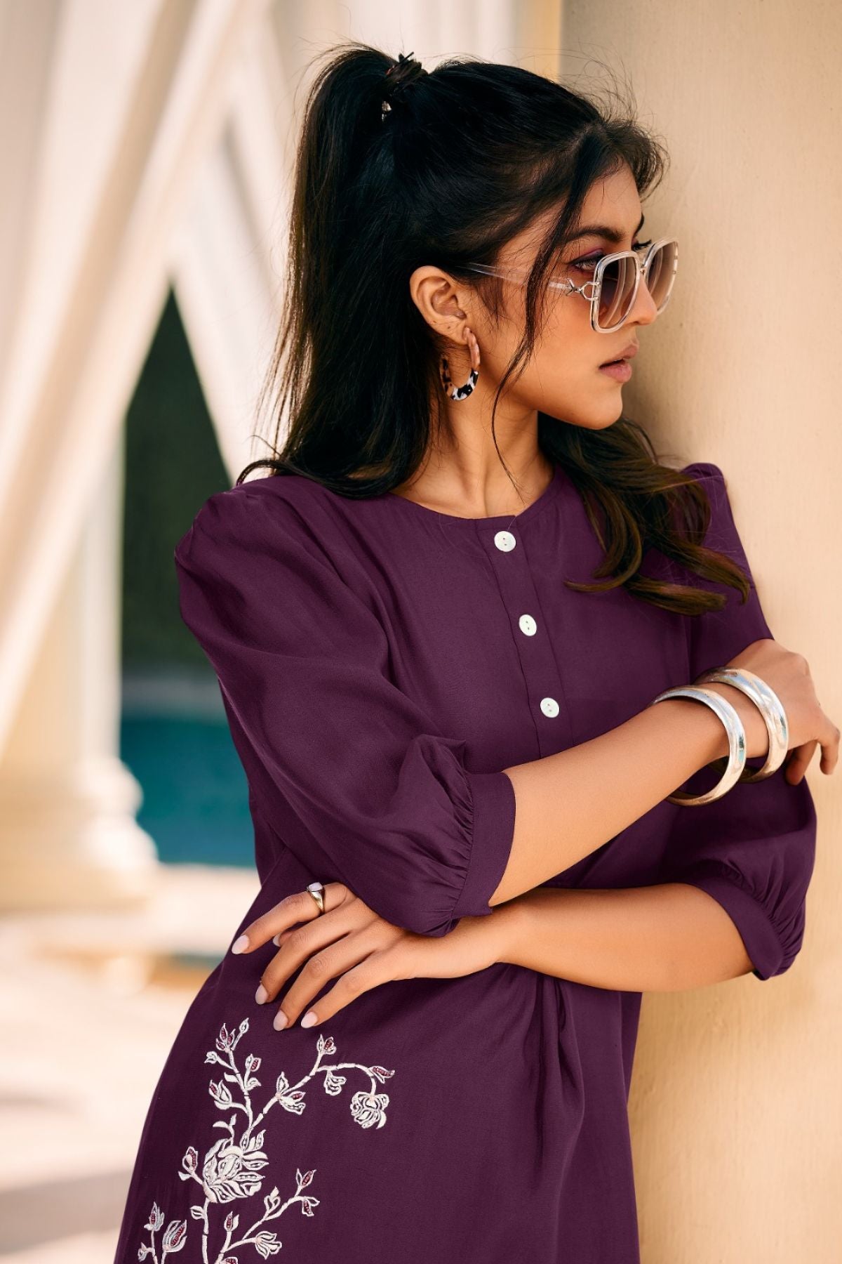 Purple Embroidery Co-ord Set