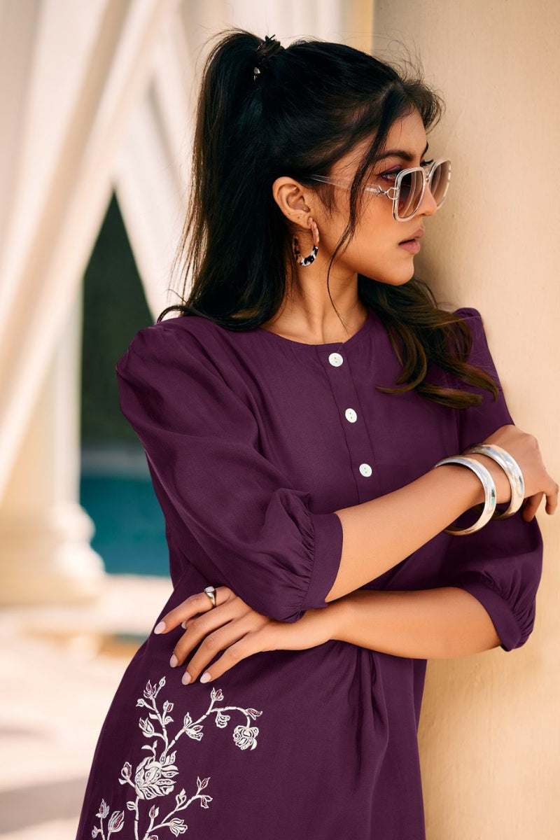 Purple Embroidery Co-ord Set