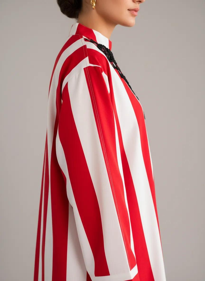 Red & White Striped Long Kurta