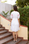 Embroidered White Dress