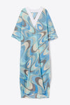 Sky Blue V-Neck Kaftan Dress for Women