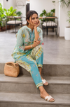 Seafoam Serenity - Floral Lawn Suit