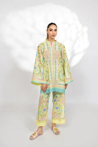 Yellow and Turquoise Floral Printed Loungewear Co-Ord Set