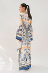 White All Over Printed Tie Up Neck A-Line Maxi Dress