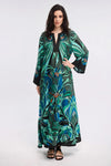 Green Tropical Print Maxi Dress