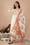 Cream Chanderi Printed Kurta Set