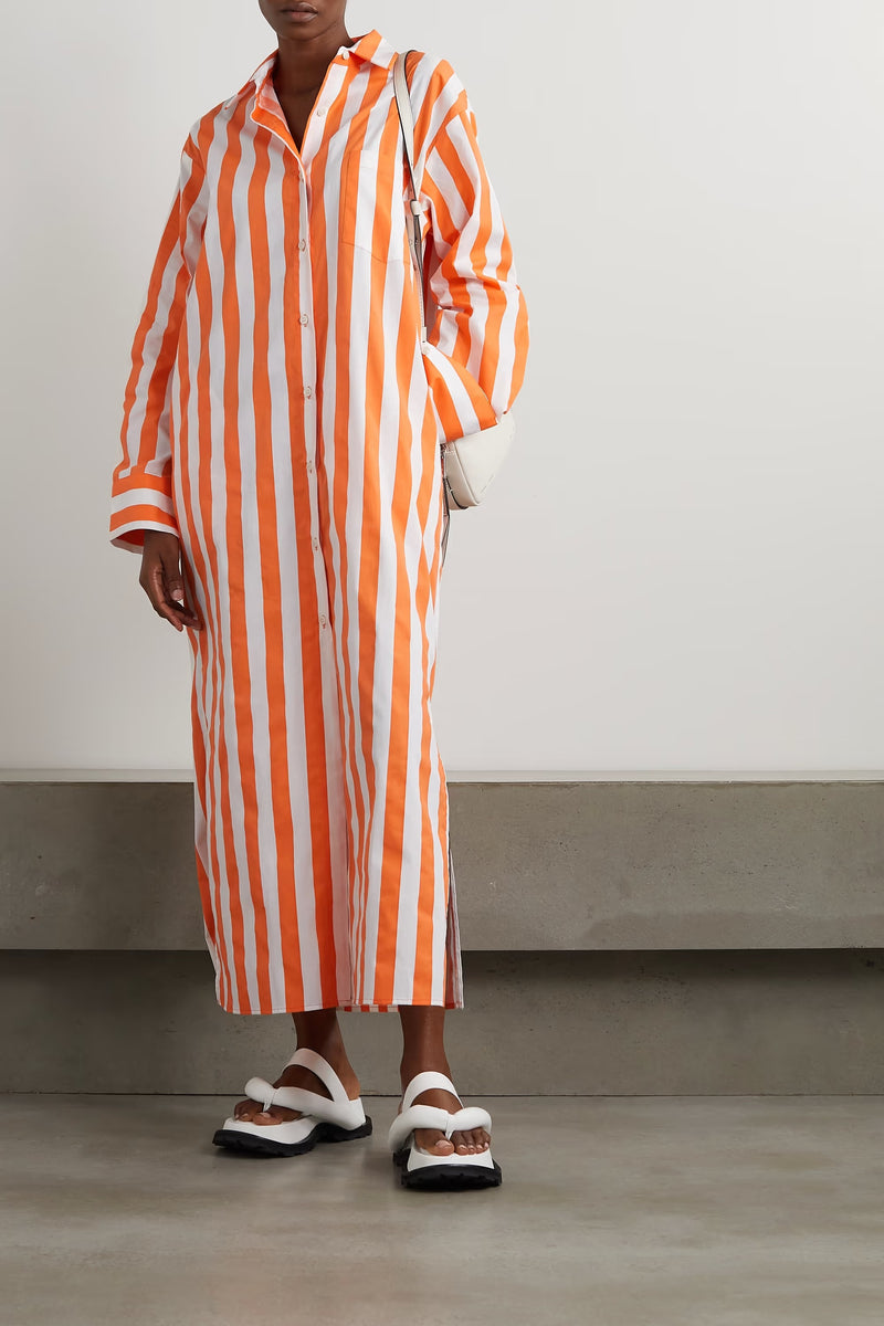 Vertical Stripes Shirt Dress- Oversize