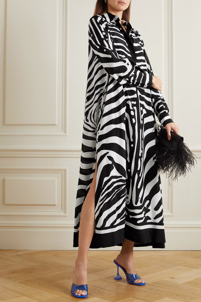 Zebra Print Full-Sleeves Dress