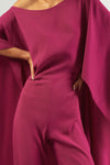 One-Shoulder Jumpsuit with Cape Sleeves